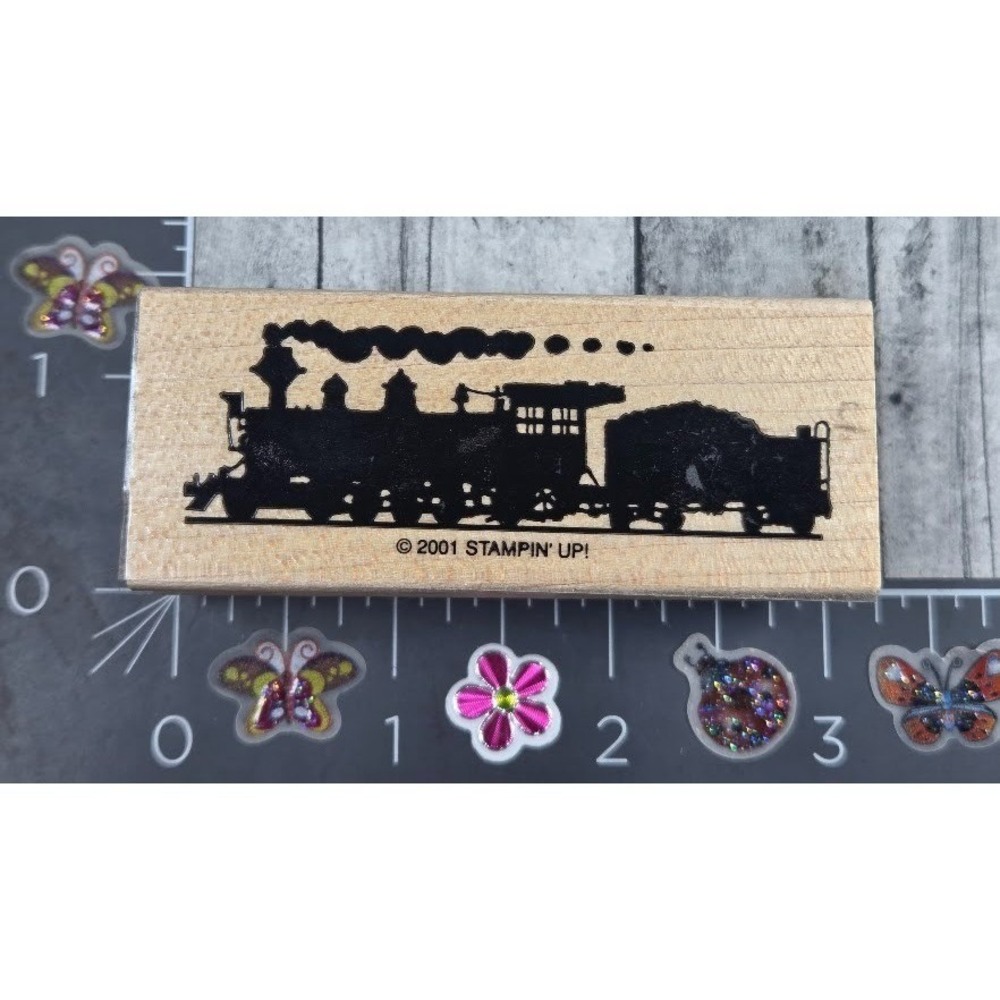 Stampin' Up! Train Locomotive Silhouette 2001 Rubber Stamp Wood #U65